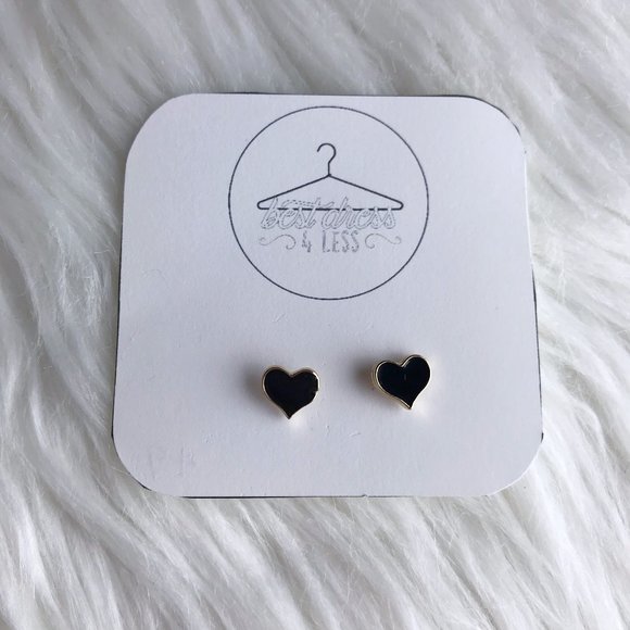 bestdress4less Jewelry - Gothic Black Heart Enamel Stud Earrings